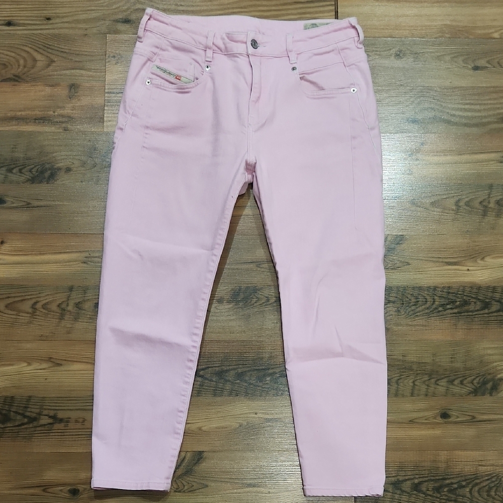 Diesel D-fayza Boyfriend Low Waist Baby Pink Ankle Denim Horseshoe Glamoratti 28